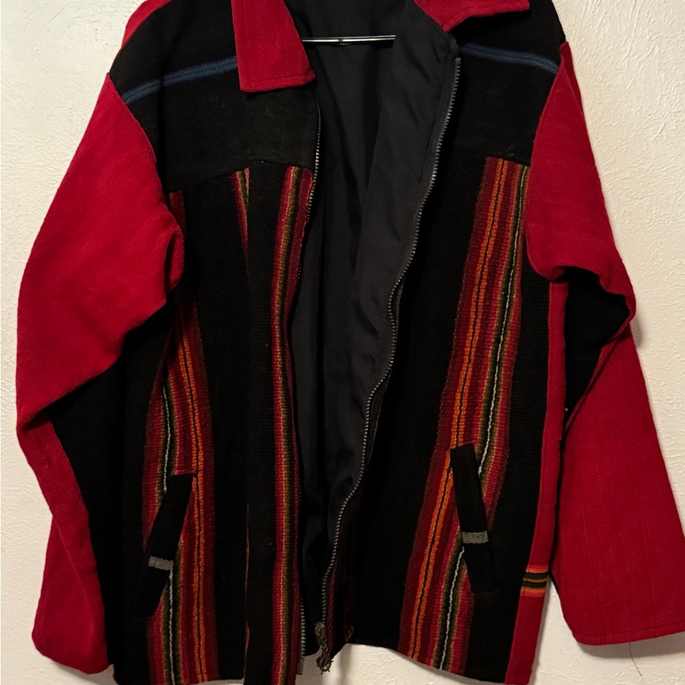 Men's Red and Black jacket out doors Aztec print tribal